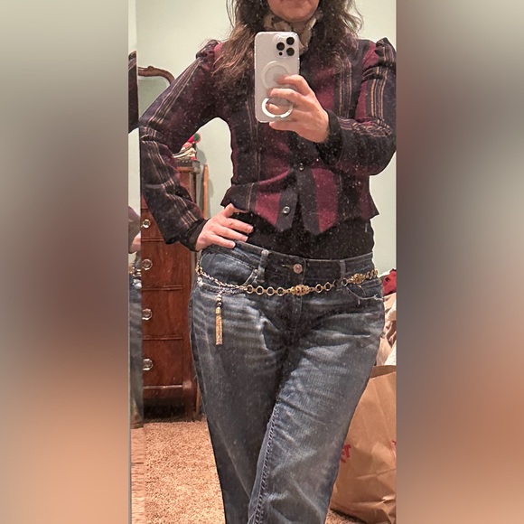 1940's Rare Hollycraft Regency Hollywood Gold Tone Metal Chain Belt - Picture 4 of 14